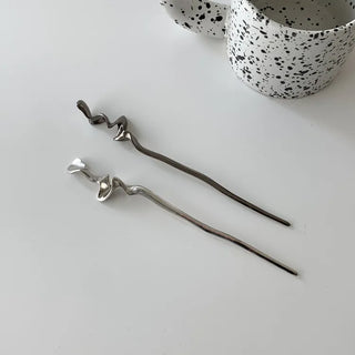 Winding Metal Silver Hair Updo Pin
