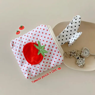 Red Tomato Patch Dot Mini Wallet Cosmetic Pouch