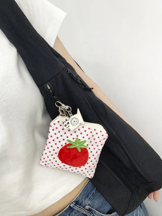 Red Tomato Patch Dot Mini Wallet Cosmetic Pouch