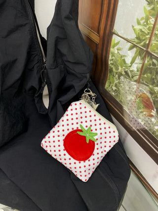 Red Tomato Patch Dot Mini Wallet Cosmetic Pouch