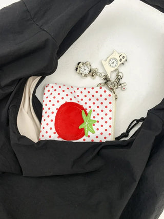Red Tomato Patch Dot Mini Wallet Cosmetic Pouch