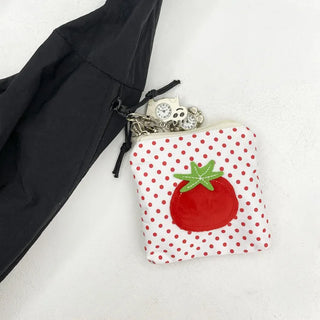 Red Tomato Patch Dot Mini Wallet Cosmetic Pouch
