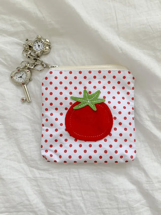 Red Tomato Patch Dot Mini Wallet Cosmetic Pouch