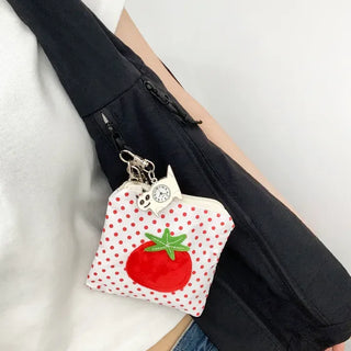 Red Tomato Patch Dot Mini Wallet Cosmetic Pouch
