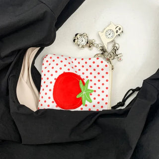 Red Tomato Patch Dot Mini Wallet Cosmetic Pouch