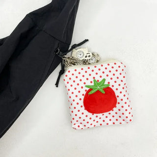 Red Tomato Patch Dot Mini Wallet Cosmetic Pouch