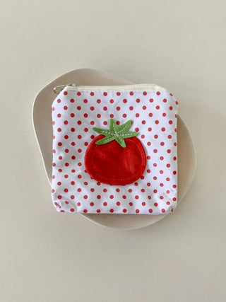 Red Tomato Patch Dot Mini Wallet Cosmetic Pouch
