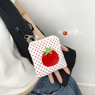 Red Tomato Patch Dot Mini Wallet Cosmetic Pouch