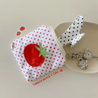 Red Tomato Patch Dot Mini Wallet Cosmetic Pouch
