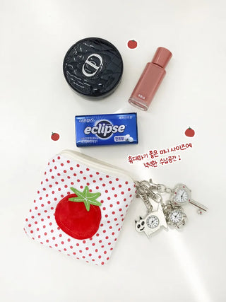 Red Tomato Patch Dot Mini Wallet Cosmetic Pouch