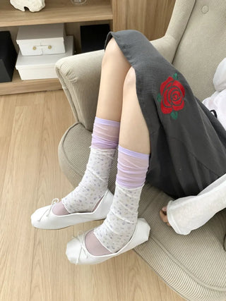 Summer See-through Layered Pattern Long Thin Socks Leg Warmers Collection