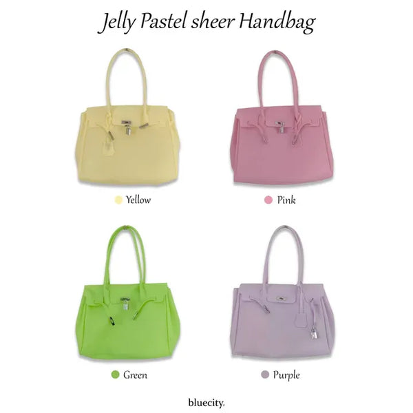 Jelly Pastel Sheer See-through Shoulder Bag, Tote Bag, Handbag,