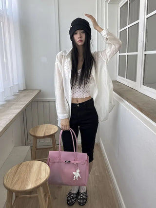 Jelly Pastel Sheer See-through Shoulder Bag, Tote Bag, Handbag,