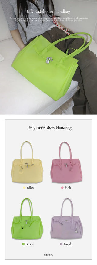 Jelly Pastel Sheer See-through Shoulder Bag, Tote Bag, Handbag,