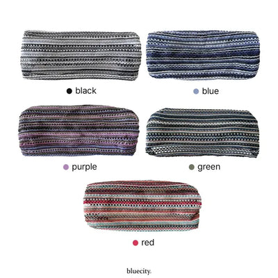 Ethnic Mix Color Knit Punched Banding Hairband Bandana