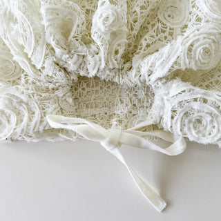 Rose Lace Flower See-through Knit Punched Bandana Beanie Hat