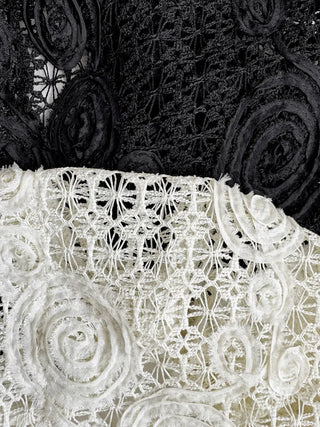 Rose Lace Flower See-through Knit Punched Bandana Beanie Hat
