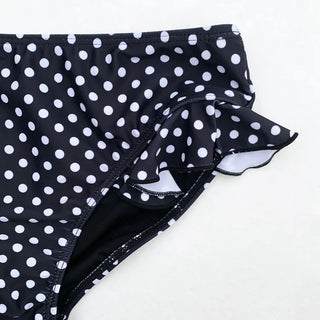 Dot and Frill Halter Top Sleeveless Bikini Two-Piece Set Swimwear
