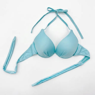Minty Blue Ribbon Cover-up Skirt Piece Set Bikini Swimwear