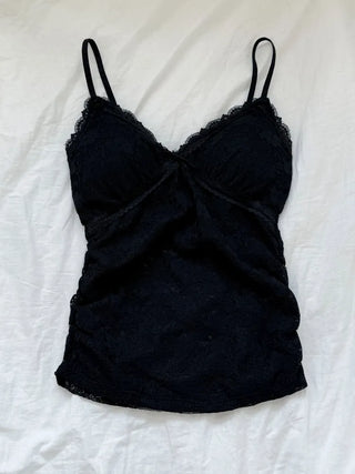 Flori Cross Lace See-through Shirred Sleeveless Strappy Top