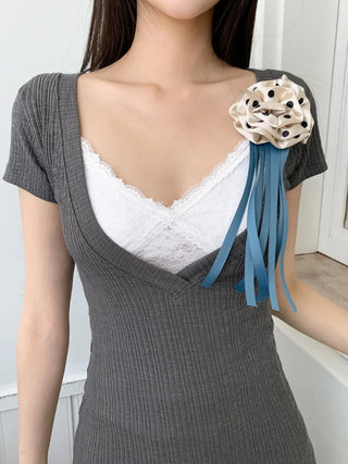 Flori Cross Lace See-through Shirred Sleeveless Strappy Top