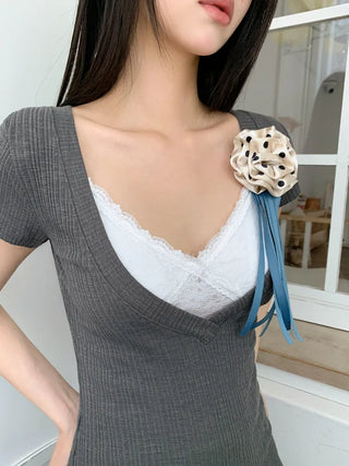 Flori Cross Lace See-through Shirred Sleeveless Strappy Top