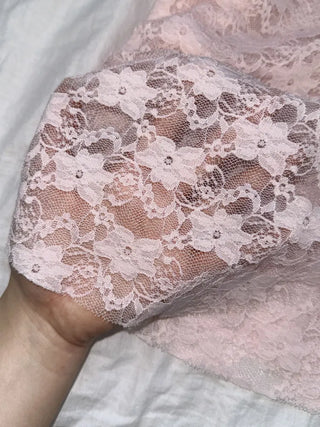 Flori Cross Lace See-through Shirred Sleeveless Strappy Top