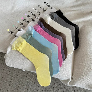 Delicate Lace Polka Dot Mesh Stocking Socks