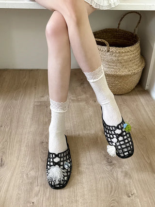 Delicate Lace Polka Dot Mesh Stocking Socks