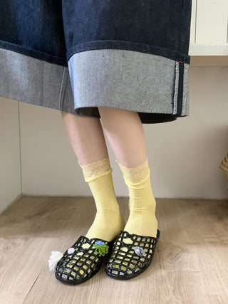 Delicate Lace Polka Dot Mesh Stocking Socks
