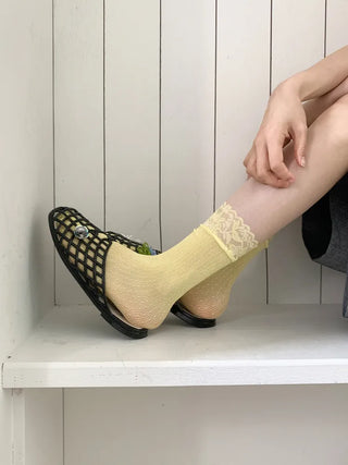 Delicate Lace Polka Dot Mesh Stocking Socks