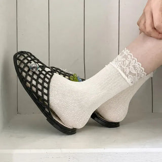 Delicate Lace Polka Dot Mesh Stocking Socks