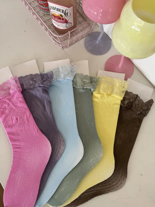 Delicate Lace Polka Dot Mesh Stocking Socks