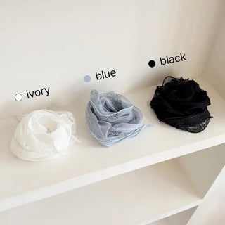 Half Lace Ruffle Chiffon Waist Headscarf Long Triangle Scarf