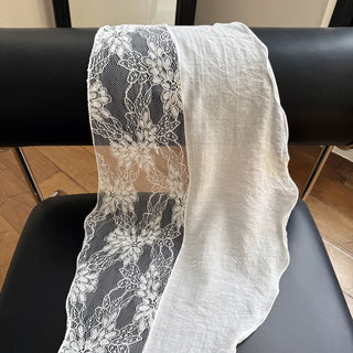 Half Lace Ruffle Chiffon Waist Headscarf Long Triangle Scarf
