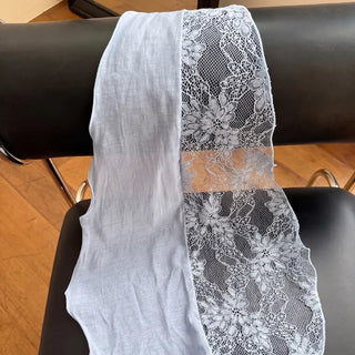 Half Lace Ruffle Chiffon Waist Headscarf Long Triangle Scarf