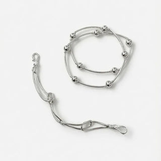 Silver Ball Wire Twisted Line Chain Bracelet & Necklace 2 Types
