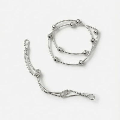 Silver Ball Wire Twisted Line Chain Bracelet & Necklace 2 Types