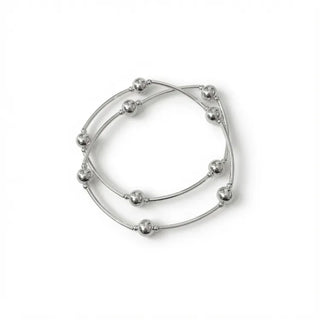 Silver Ball Wire Twisted Line Chain Bracelet & Necklace 2 Types