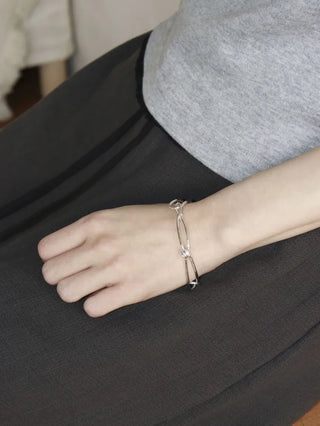 Silver Ball Wire Twisted Line Chain Bracelet & Necklace 2 Types