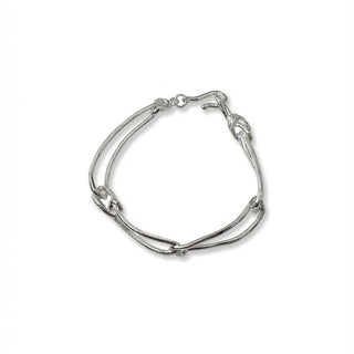 Silver Ball Wire Twisted Line Chain Bracelet & Necklace 2 Types
