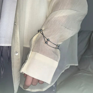 Silver Ball Wire Twisted Line Chain Bracelet & Necklace 2 Types