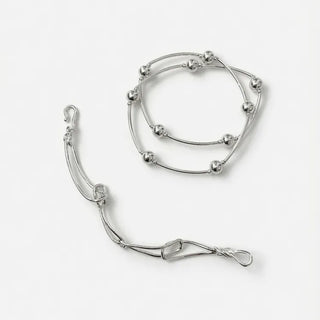 Silver Ball Wire Twisted Line Chain Bracelet & Necklace 2 Types