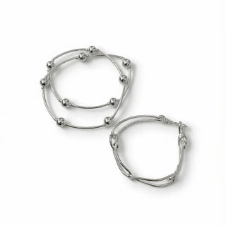 Silver Ball Wire Twisted Line Chain Bracelet & Necklace 2 Types