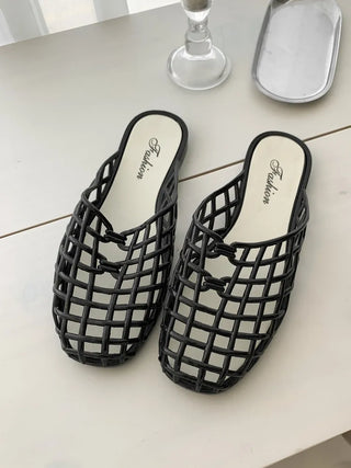 Glossy Jelly Shoes, Swim Loafers, PVC Summer Slippers