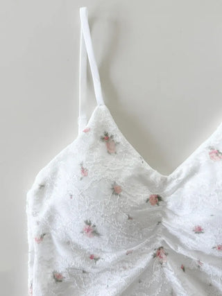 Floral Lace See-through V-Neck Sleeveless Strappy Top