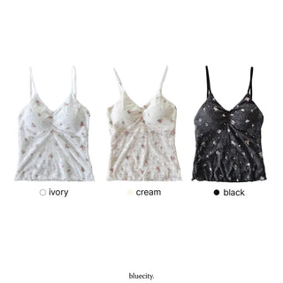 Floral Lace See-through V-Neck Sleeveless Strappy Top
