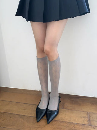 Net Flower Color Mesh Knee Socks Stockings
