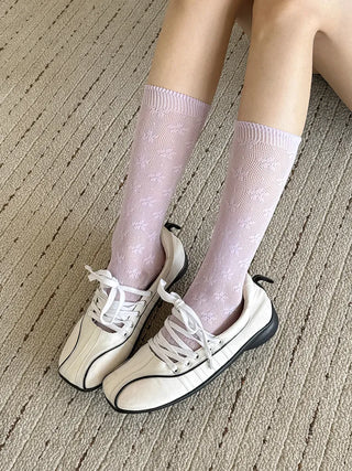 Net Flower Color Mesh Knee Socks Stockings
