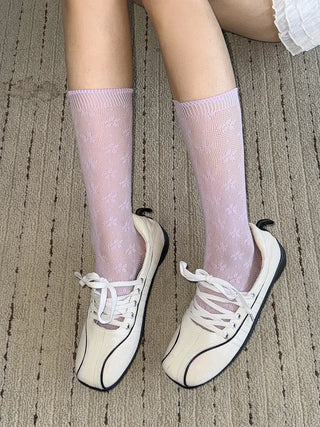 Net Flower Color Mesh Knee Socks Stockings